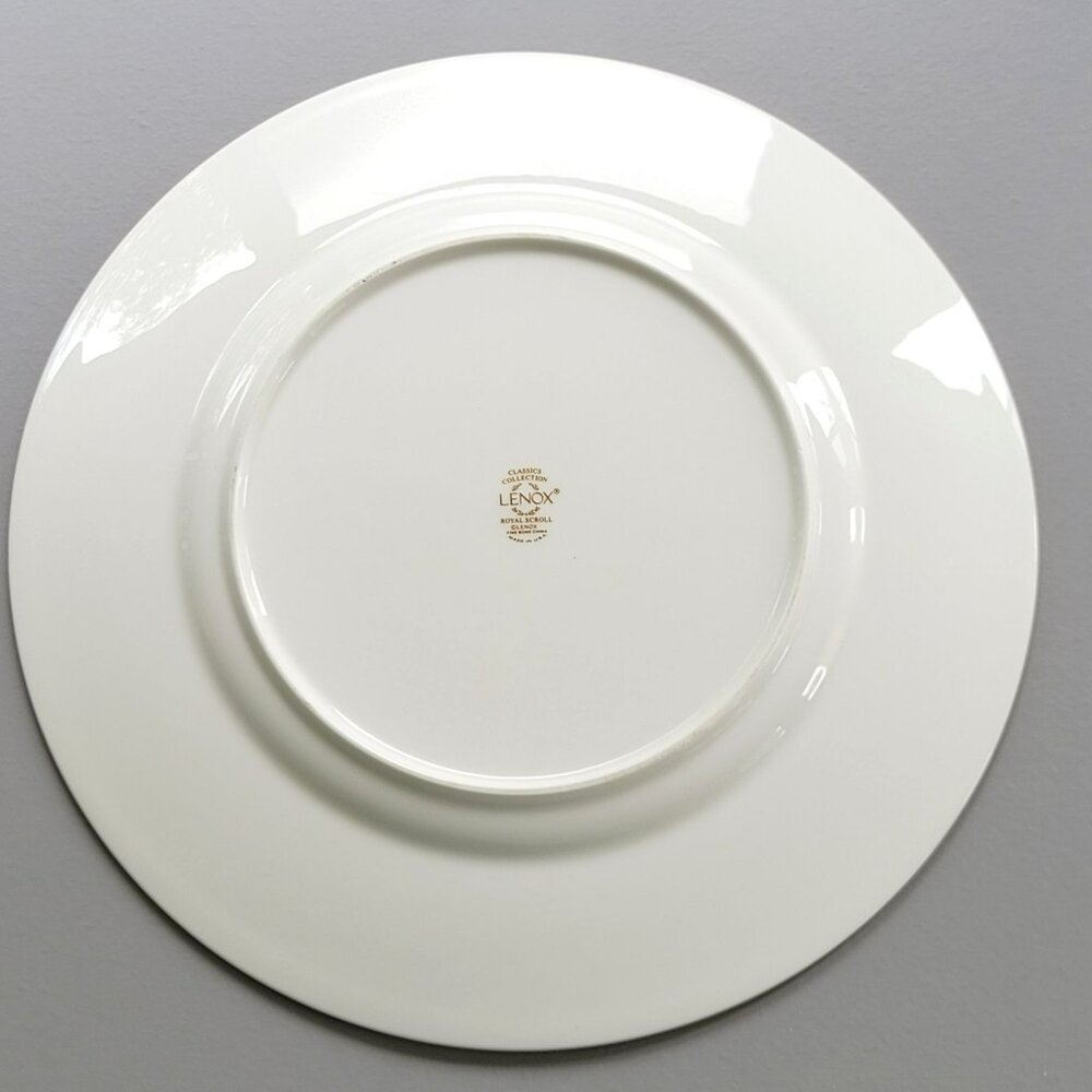 Lenox Royal Scroll Dinner Plate White with Elegant Blue Scroll, Red Dots, USA - Picture 6 of 10